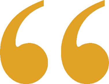 A large orange quotation mark symbol on a white background.